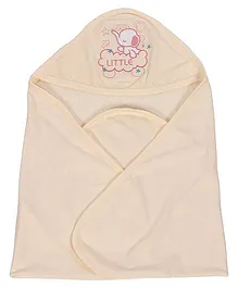 Simply Hooded Wrapper Little Embroidery - Yellow