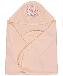 Simply Hooded Wrapper Little Embroidery - Peach