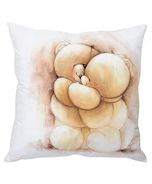 Stybuzz Teddy Cushion Cover White And Cream - FCC00010