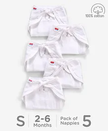 Babyhug Muslin Cloth Nappy Set of 5 Small - White