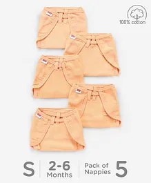 Babyhug Muslin Cloth Nappy Set of 5 Small - Peach