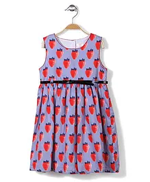 Little Coogie Strawberry Print Dress - Blue & Red