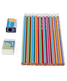 Apsara Extra Dark Pencil Set With Eraser & Sharpener Multicolor - Pack Of 10