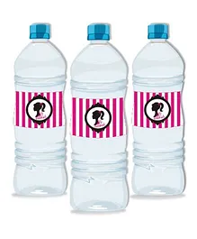 Prettyurparty Barbie Water Bottle Labels- Pink and Black