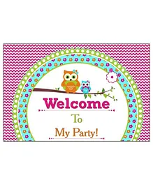 Prettyurparty Girly Owl Entrance Banner Door Sign- Pink