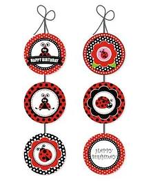 Prettyurparty Lady Bug Danglers- Black and Red
