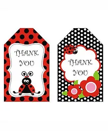 Prettyurparty Lady Bug Thankyou Cards- Black and Red