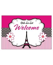 Prettyurparty Paris Entrance Banner / Door Sign- Black and Pink