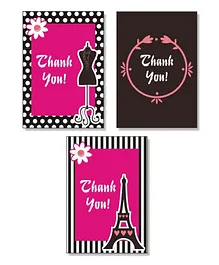 Prettyurparty Paris Thankyou Cards- Black and Pink
