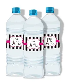 Prettyurparty Paris Water Bottle Labels- Black and Pink