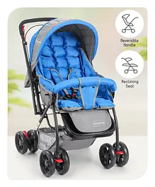 Babyhug Cosy Cosmo Stroller With Reversible Handle & Back Pocket - Royal Blue
