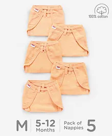 Babyhug Muslin Cloth Nappy Set of 5 Medium - Peach