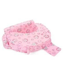 Babyhug Cotton Feeding Pillow Teddy & Hearts Print - Pink