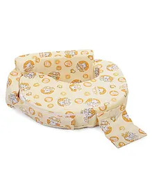 Babyhug Cotton Feeding Pillow Teddy & Hearts Print - Yellow