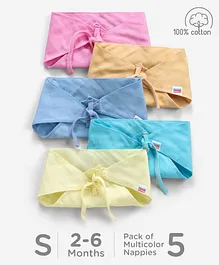 Babyhug 100% Cotton Triangle Cloth Nappies Small Set Of 5 - Multicolor