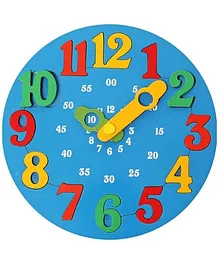 Little Genius - Wooden Time Learning Clock Blue