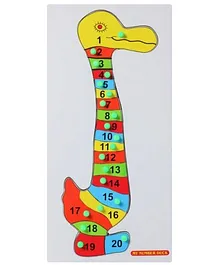 Little Genius Numbers Wooden Duck Knob & Peg Puzzle - Multicolor