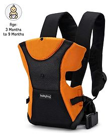 babyhug kangaroo pouch 3 way baby carrier flexible head support  orange & black