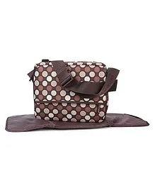 Colorland Polka Dot Mother Bag With Changing Mat - Brown