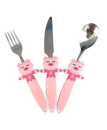 EZ Life Funky Pretty Pig Cutlery Set- Pink 