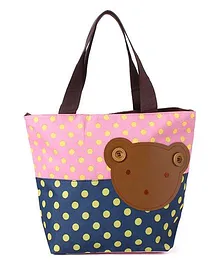 EZ Life Bear Print & Polka Dots Carry Bag - Pink & Blue