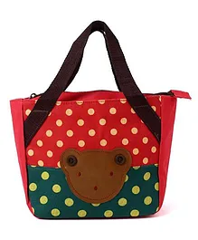 EZ Life Bear Print & Polka Dots Carry Bag - Red & Green 