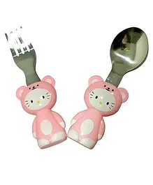 EZ Life 2 Piece Kitten Cutlery Set - Pink