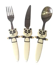 EZ Life Funky Panda Cutlery Set - Off White & Black
