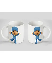 Stybuzz Kids Ceramic Mug Cartoon Print White & Blue 300 ml - Single Piece