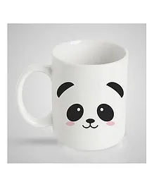 Stybuzz Kids Ceramic Mug Panda Face Print White & Black - 300 ml