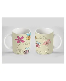 Stybuzz Kids Ceramic Mug Floral Print White 300 ml - Single Piece