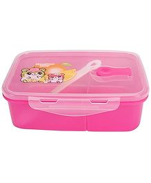 Lunch Box With Spoon Hamu Hamu Story Print - Pink