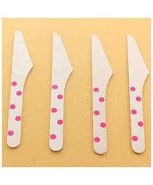 Funcart Wooden Cutlery Utensil Polka Dot Pink Knife - Pack of 10