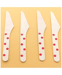 Funcart Wooden Cutlery Utensil Polka Dot Red Knife - Pack of 10