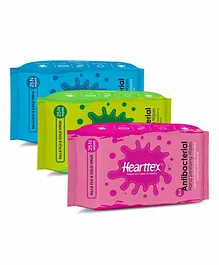 Hearttex Antibacterial Hand Sanitizing Wipes Pack of 3 - 25 Pieces Each