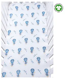 Theoni 100% Organic Cotton Muslin Cappadocia Dreams Fitted Crib Sheet - White Blue