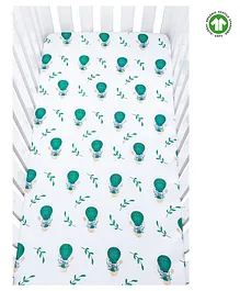 Theoni 100% Organic Cotton Muslin Cappadocia Dreams Fitted Crib Sheet - White Green