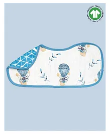 Theoni Organic Cotton Muslin 3 Layered Burp Cloth Bunny Print - Blue