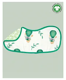 Theoni Organic Cotton Muslin 3 Layered Burp Cloth Bunny Print - Green