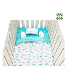 Theoni 100% Organic Cotton Crib Cot Bedding Set - Blue