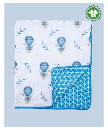 Theoni Organic Cotton Cappadocia Dreams Dohar Receiving Blanket - Blue White