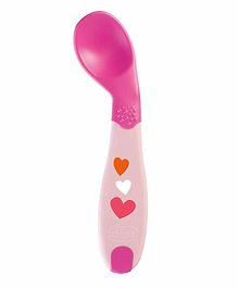  Chicco Baby Spoon with Soft & Flexible Silicone Angled Tip for Self Feeding for Toddlers, 8+ months -Pink