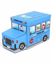 Muren Bus Shaped Foldable Storage Box cum Stool - Sky Blue