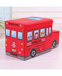 Muren Foldable Storage Box cum Stool Fire Fighter Bus Design - Red