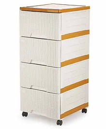 Aristo Lego 4 Layer Chest of Drawers with Wheels  - Off White Yellow