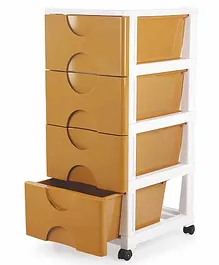 Aristo Lego 4 Layer Chest of Drawers with Wheels - Brown Yellow