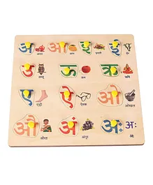 RK Cart Hindi Alphabet Knob Puzzles Multicolor - 13 Pieces