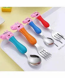 FunBlast Stainless Steel Spoon & Fork Set Multicolor - Pack of 4