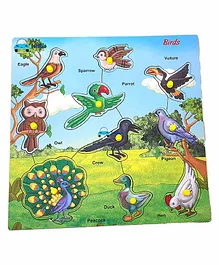 FunBlast Wooden Birds Knobs Board Puzzle Multicolor - 10 Pieces
