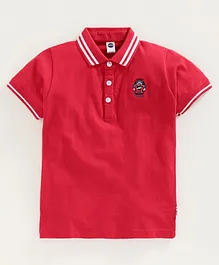 Teddy Half Sleeves Polo T-Shirt - Red